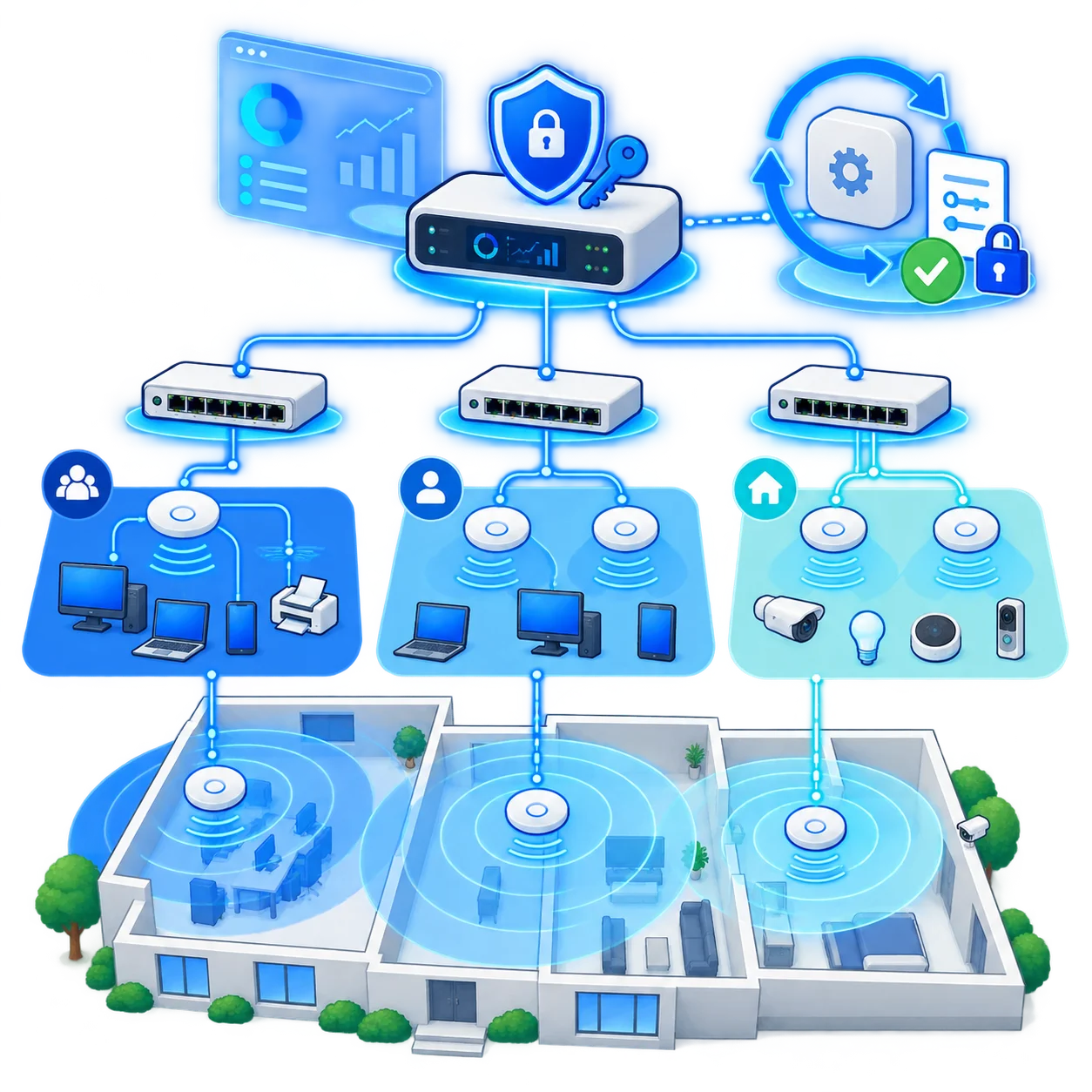 UniFi network equipment managed from a single controller